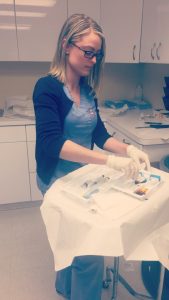 Dana prepares for a procedure