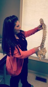 Cindy with a spine model