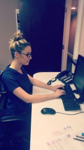 Sandy at the front desk